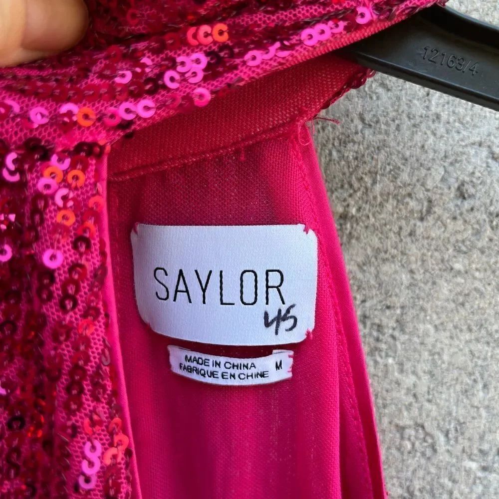 Saylor Shana Sequin Asymmetrical dress in Fucshia M NWOT - Picture 10 of 10